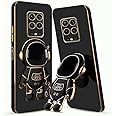 KARWAN®️ 3D Astronaut with Folding Stand Back Cover Case Compatible for Redmi MI Note 9 Pro Max | Slim electroplated case | Stand case | Soft TPU | Space Astro Theme | Camera Protection-Black.