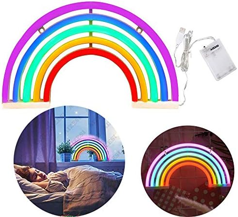 EingY Rainbow Neon Wall Light,Rainbow Neon Signs Lights Rainbow lamp Wall Light Marquee Battery or USB Operated Led Lights for Wall Decor Bedroom(Rainbow)