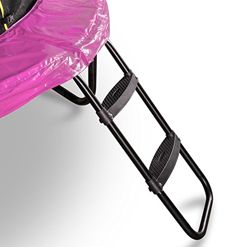 Klarfit Rocket Gartentrampoline Outdoortrampoline (Ø 250 – 430 cm, Sicherheitsnetz, Einstiegsleiter, gepolsterte Stangen, bis max. 150 kg belastbar) blau, pink oder grün - 3
