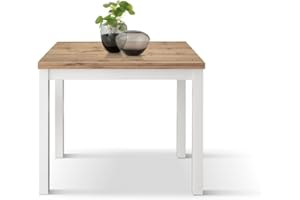 PAZZO DESIGN Tavolo allungabile Giuliano, Rovere Rustico, Gambe Bianche, Tavolo Cucina, Tavolo Soggiorno, Made in Italy, 90x90x76,5 cm - id_2140