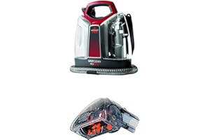 Bissell SpotClean ProHeat Nettoyeur des Taches portatif, 2.5 litres, Titane et Rouge + 2368 Brosse Motorisée Turbo