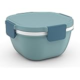 Amazon Brand-Umi Salad Bowl Leakproof Lunch Container with Large Capacity Salad Mixing Bowl, 3-Compartment Bento-Style Tray, 