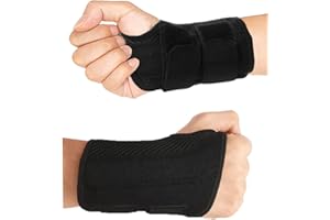 HYCOPROT Opaska na nadgarstek z metalową szyną, regulowana, oddychająca opaska na nadgarstek, opaska na nadgarstek z zespołem bolesnego nadgarstka (czarna, prawa, S/M)