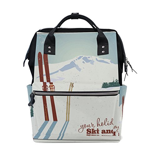 Preisvergleich Produktbild coosun Berge und Old Snowboard Wickeltasche Rucksack, großes Fassungsvermögen muti-function Reise Rucksack