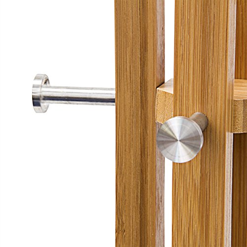 Relaxdays Garderobenständer Holz H x B x T: 175 x 50 x 50 cm Kleiderständer als Standgarderobe aus hochwertigem Bambus mit 4 Armen und Kleiderhaken für Flur und Diele zum Aufhängen von Kleidung, natur - 5