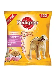 Pedigree Puppy Dry Dog Food, Chicken and Milk, 100g