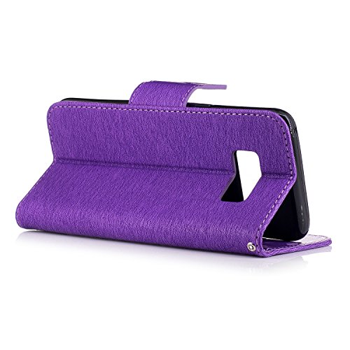 Samsung Galaxy S8 Hülle,Galaxy S8 Case,TOYYM PU Leder Flip Cover Wallet Case Bookstyle Brieftasche Tasche Schale Schutzhülle Vintage Blume Muster mit Standfunktion Karte Halter für Samsung Galaxy S8+1x Touch Pen(Color Random)+1x Staubschutz(Color Random)-Lila Blume - 3