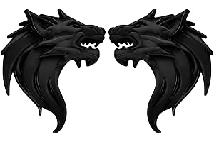 VGOL Une Paire 3D Métal Autocollants de Voiture Tête de Loup Autocollant Emblème Badge Réfléchissant Moto Auto Décoration Autocollants Pare-Brise Décoration Noir