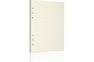 MAFEIGU A5 Ruled Refill Paper, A5 Loose Leaf Paper 6 Hole Notebook Refills for 6 Ring Refillable Binder Notebook Planner Diary Journals Painting -Lined Pages,80 Sheets/160 Pages (Beige Lined, A5)
