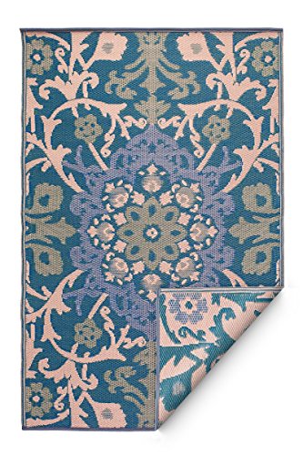 Fab Hab reversibile, Indoor/Outdoor Weatherproof Floor Mat/Carpet - Samarkand - Blu, Plastica, blu, 120 x 180 cm
