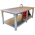MegaMaxx Extra-Large Metalwork & Welding Table - for Workshops, Garages, Warehouses, Workspaces - Workbench, Welder, Steel, Bench, Work Surface, High Load Capacity, Heavy Duty