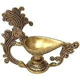 ShalinIndia Brass Hindu Ghee Wick Diya (5.5 x 6.5 x 2 inch, 470 g)