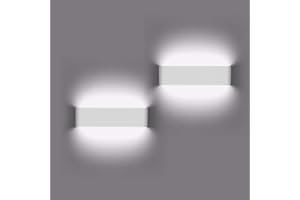 CHANGM Lámpara de Pared LED Para Exterior Interior, 2 Unidades, 12W, Lámpara de Pared Más Clara, Moderna Iluminación de Pared, Perfecta Para Dormitorio, Dalón, Escaleras y Cuarto de Baño, Luz Blanco Frío