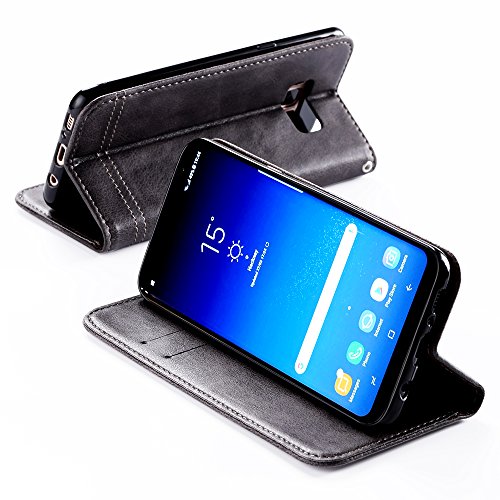 Funda Galaxy S8 Plus  Ferlinso Carcasa Cuero Retro Elegante con  Protector de Pantalla  ID Tarjeta de Cr  dito Tragamonedas Soporte de Flip Cover Estuche de cierre magn  tico para Samsung Galaxy S8 Plus  Gris 