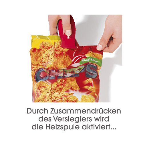 Tüten-Versiegler 3V ( Tüten-Verschweißer – Versiegler mit Heizspule zum luft- und wasserdichten Verschließen von Kunststofftüten ) (rot) - 3