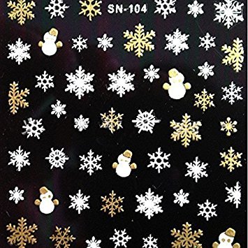 Pauler Vickers Nice Winter Christmas 3D Nail Art Stickers Shinning Gold Snowflakes Nail Decals (SN-104)