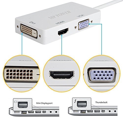 Mondpalast @ Mini DisplayPort MINI DP zu HDMI / DVI / VGA Adapter Konverter Kabel Kabel-Adapter für Apple MacBook Mac Book Air macbook Pro iMac Mac mini Microsoft Surface Pro 1 2 3 Lenovo Thinkpad X1 Carbon Touch Helix - 3