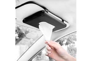 ZEPHYRHOME Boîte à mouchoirs pour Voiture en Cuir PU Noir, Porte-mouchoirs Auto Universel pour Pare-Soleil et Dossier de siège, Organiseur Pare-Soleil Pratique et élégant, Distributeur Auto Papier Voiture