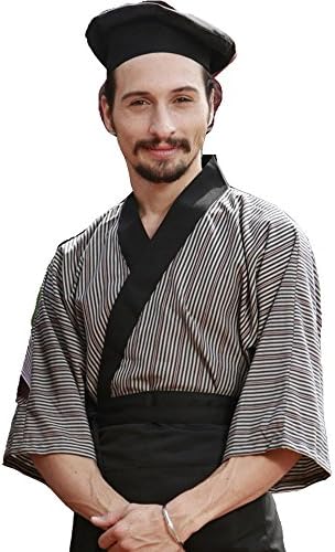 Chefs Apparel sushi chefs jackets Japanese style 6 sizes available (Brown,M Chest 106cm/41.5" Waist 104cm/41")