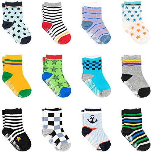 Ateid Calzini Antiscivolo Bambini Neonati Confezione da 12 Multicolore 1-3 Anni