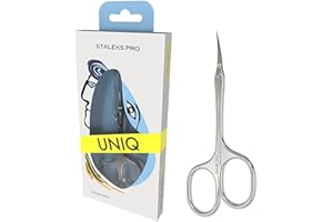 STALEKS PRO by Natury Nails Ciseaux à cuticules professionnels pour mains moyennes ou grandes en acier inoxydable asymétrique UNIQ SQ-20/4