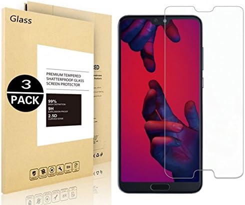 VoigeerHuawei P20 Screen Protector, [3 Pack][0.3mm, 2.5D] [Bubble-Free] [9H Hardness] [Easy Installation] [HD Clear] Tempered Glass Screen Protector for Huawei P20