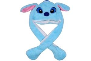 SFODTN Stittch Hat with Moving Ears, Stittch Ear Moving Jumping Hat Funny Cosplay Hat Funny Plush Hat Cartoon Cosplay Hat Airbag Cap Cosplay Hat Plush Hat for Adults Kids Funny Party Hats Holiday Cosplay Hat