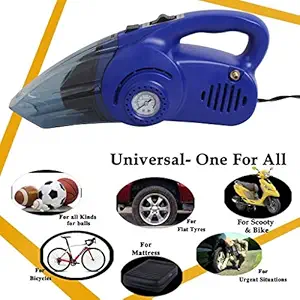 Oshotto 100W Heavy Duty Car Vacuum Cleaner Cum 120W Heavy Duty Air Compressor/Tyre Inflator (2 in 1) Compatible with KIA Sonet (Blue)