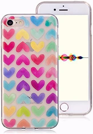 Soft Case for iPhone 7, iPhone 8 Case, Ronger Transparent Gel TPU Silicone Case Ultra Thin Flexible Cover with Cute Cartoon Pattern for iPhone 7 /iPhone 8 Case, Rainbow Love