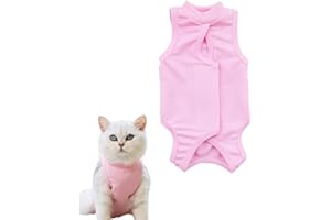 PHCOZY 1 Pcs Recovery Suit Katze Haustiere Schutz Kleidung Wiederherstellung Anzug Weste Verhindern Lecken Nach der Operation Tragen Weaning und Warmhalte Recovery Tuch Anzug für Katzen Hunde (Rosa)