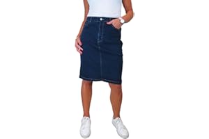 Paulo Due Women's Knee Length Stretch Denim Skirt Ladies Pencil Jeans Skirt 10-22