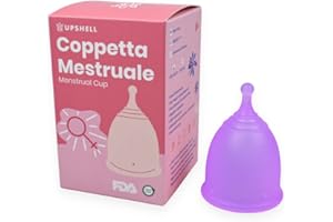 UPSHELL Cup - Coppetta Mestruale in Silicone Senza Lattice (Taglia S, Viola), Coppa Comoda e Sicura, Lavabile con Sterilizzatore, Coppette Mestruali Salvaslip dal Design Italiano