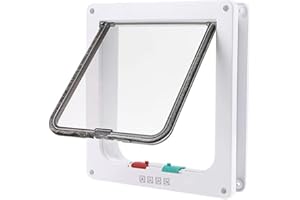 DDGAO Cat Door, Safety Pet Door with 4 Way Lock, Weatherproof & Easy Installation Cat Flap Door for Interior Exterior Door, Window, Wall (M)
