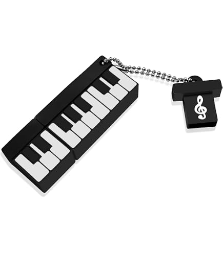 Onwomania USB-Stick 64 GB – Gitarren-Design Mit Glitzer, USB 2.0, In Geschenkbox (Silber/Rosa)