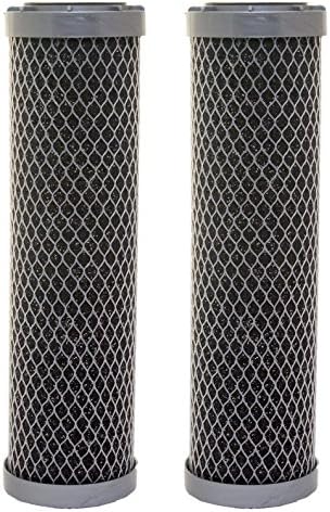 2 x AQUAFILTER 10" Bituminous Activated Carbon Block Water Filter to remove Chlorine, Taste and Odour, VOC's for Reverse Osmosis, Whole House, Commercial, Industrial Purification Systems