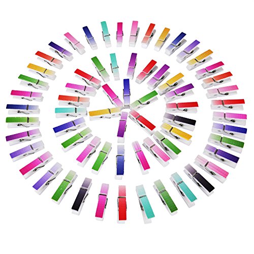 Blulu Mini Craft Pegs Holz Kleidungsklammern, Gemischte Farben, 100 Stück