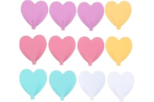 Angoily 12PCS Heart Shape Stainless Steel Self- Adhesive Wall Hooks, Cute Wall Hooks, Heavy Duty No Drilling Waterproof, Adhesive Wall Hooks for Towel, Key, Cap, Hat ( Random ), 4x4.5x1.7cm
