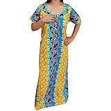 Indiatrendzs Women's Cotton Nighty Printed Colorful Nightwear Maxi Nightgown (Chest 46)