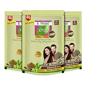 Sterling Naturals Megha Mehandi Hair Care Powder Megha Mehandi (Pack of 3) For Natural Hair Color Solution For Unisex (M3 Natural Brown)