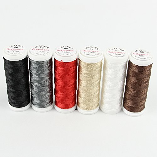 ACKERMANN® Leather Nähgarnset Farben Mix Stärke 60, 6x 120m, Garn für Leder, Markengarn - 2