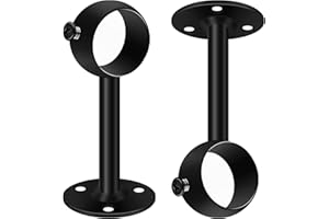 SEGNAYEN Ceiling Curtain Pole Brackets, Gardinenstangen Halterungen, 32mm, schwarzes Metall, Decken- oder Wandmontage, strapazierfähige, Edelstahl, Wandhalterungen für Kleiderstangen mit Schrauben, 2 Stück