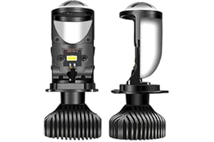 Heinmo H4 Led Headlight Bulbs Mini Projector Lens 9003 High Low Beam Solve Astigmatism Problem Plug Play H4 Led Headlights Conversion Kit Car Motorcycle 35W 5500K 8000LM Right side drive