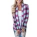 Produktbild OSYARD Damen Plaid Kimono Jacken, Frauen Casual Plaid Open Cape Mantel Lose Langarm Kimono Jacke Strickjacke Bluse Tops Shirt Sweatshirts (L, Lila)