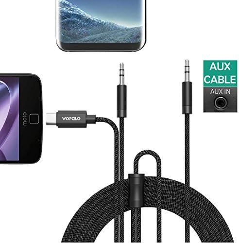 Car Aux Audio Cable, 2 in 1 Type C to 3.5mm with 3.5mm Male to Male Headphones Jack Aux Adapter Cord for Samsung S8/S8+,Moto Z/Z Play, iPhone 6/6s/6s Plus,iPhone 5/5s/5E,All Android Phone