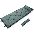 BISONBERG Camping Outdoor Single Foldable Roll Up Memory Foam Sleeping Pad Air Bed Self Inflatable Camping Mattress for Tent