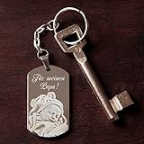 Schlüsselanhänger mit Foto und Wunschgravur | Anhänger mit Wunschtext | individuell und persönlich | ca. 50x28mm Dogtag | Edelstahl | beidseitig graviert | Geschenk für die Freundin / den Freund | Geschenk für Mama und Papa | Verlobungsgeschenk | Geburtstagsgeschenk | Taufgeschenk | Geschenk zur Geburt (mit Rückseitengravur) - 4
