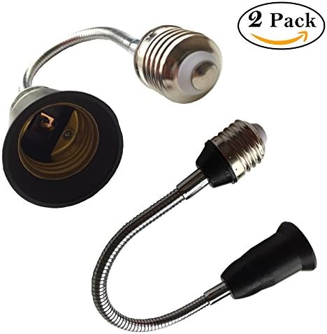 Eleidgs 2 PCS 29cm Long Flexible Goose Neck Bulb Base E27 to E27 LED Light Bulb Extension Adapte E26 to E26 Extender ( 11.4IN )