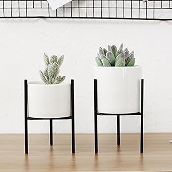 Runde Blumentopf mit Ständer für den Innenbereich, weiß, moderner