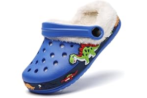 SECHRITE Lined Clogs Kinder Gefüttert Winter Pantoletten Gartenclogs Jungen Mädchen Hausschuhe rutschfeste Pantoffeln Warme Gartenschuhe Gummischuhe Winterclogs mit Fell Plüsch Pantoffeln Strand Sandalen