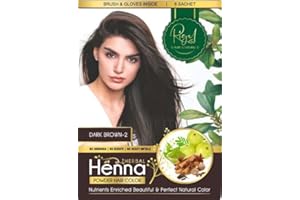 Rigel Herbal Henna Powder DARK BROWN Hair Color Dye Perfect Natural Colouring 60gm (6 SACHET) Ammonia Free